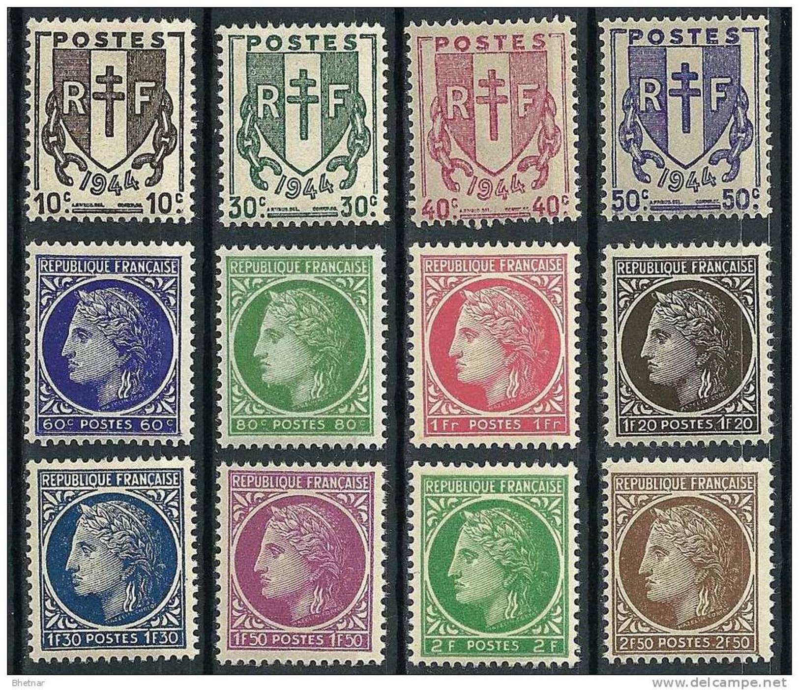 FR YT 670 à 681 " Chaines Brisées, Cérès Mazelin " 1945 Neuf** - Unused Stamps