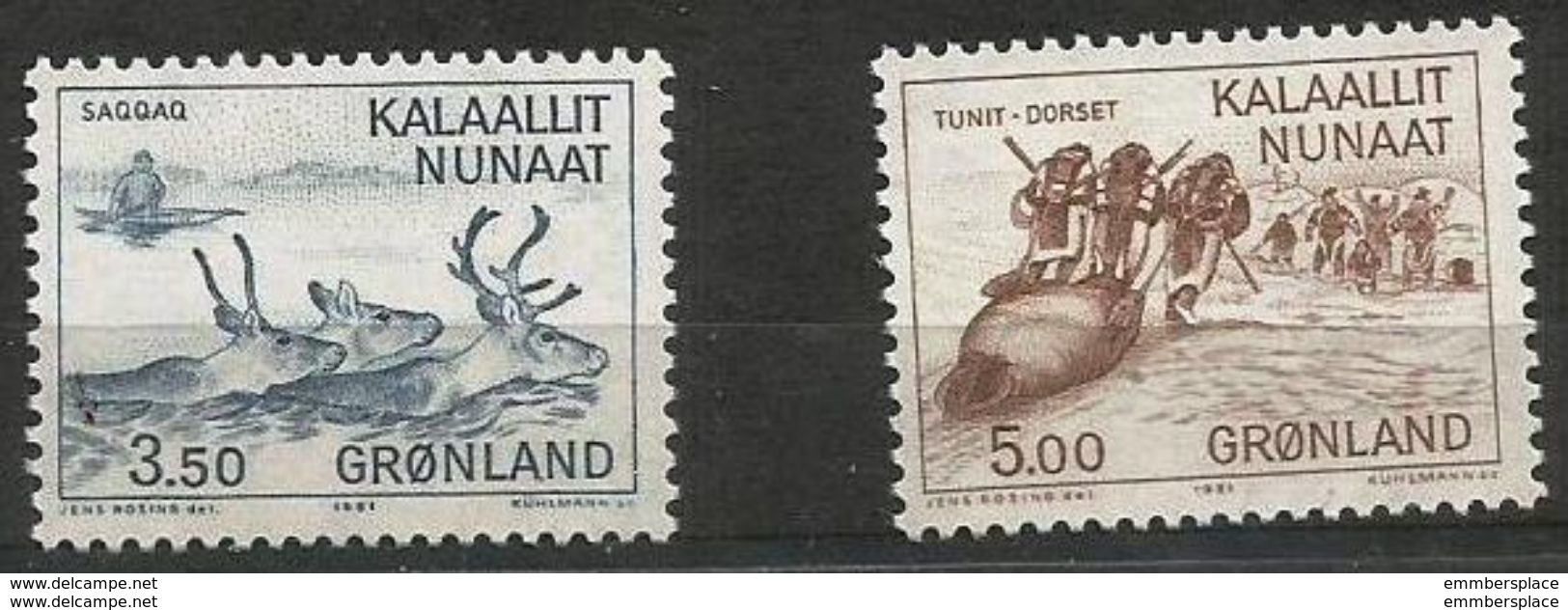 Greenland  - 1981 Hunters Set Of 2  MNH **    Sc 146-7 - Unused Stamps