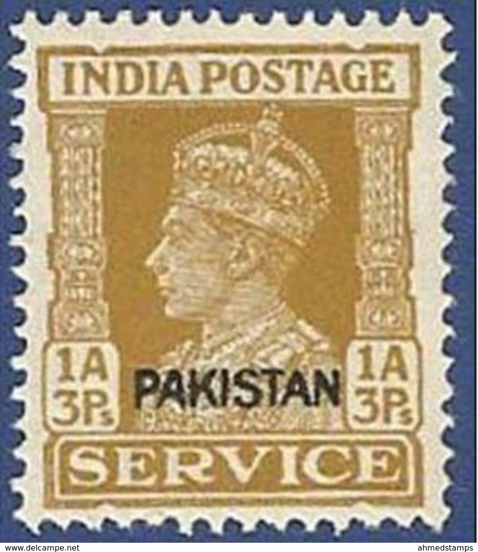 PAKISTAN 1948 MNH KING GEORGE VI BRITISH INDIA 1 ANNA 3 PIES SERVICE STAMP WITH KARACHI OVERPRINT - Pakistan