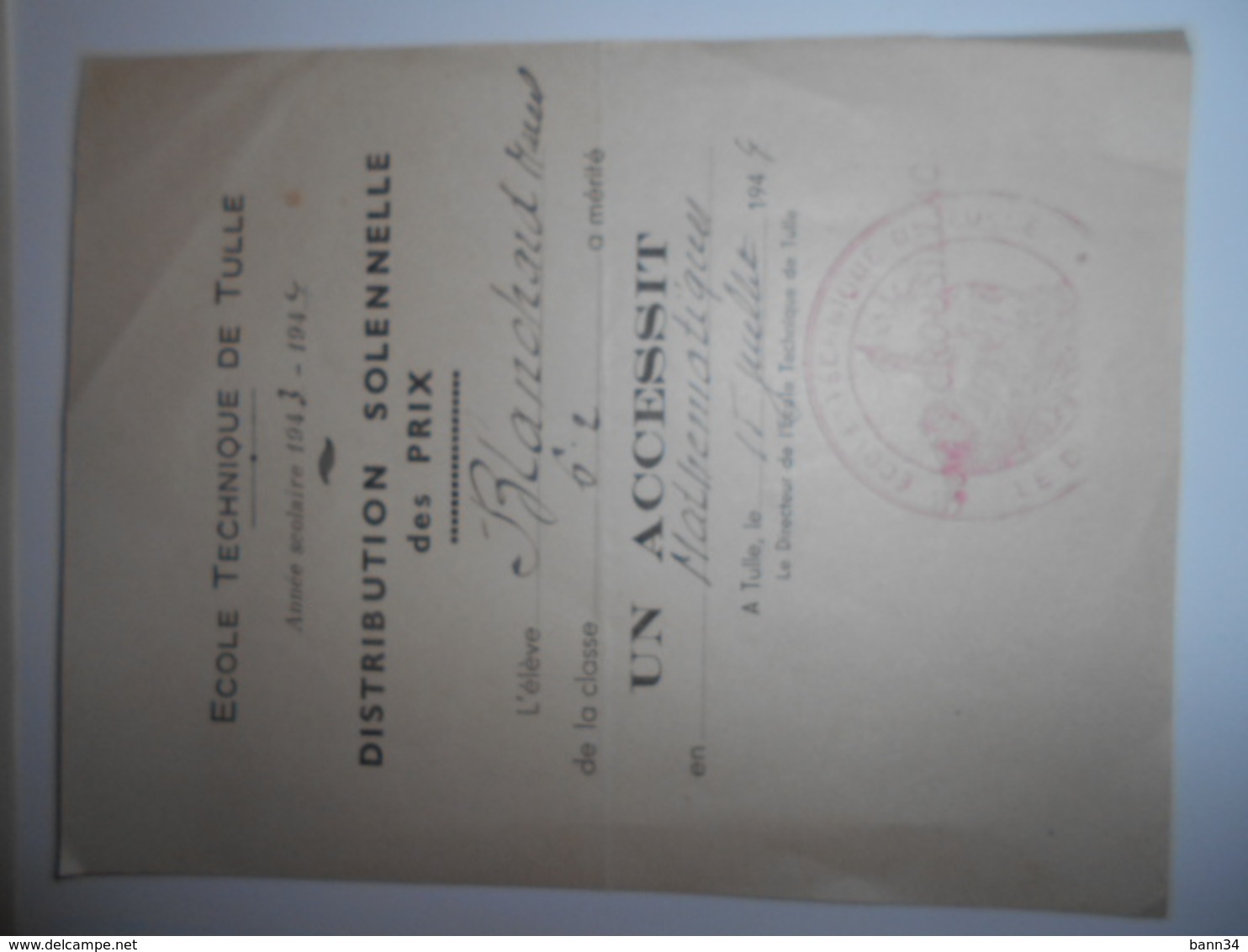 Lot De 6 Documents Militaire Ecole Preparatoire  De Tulle Correze 1944/45 - Documents Historiques