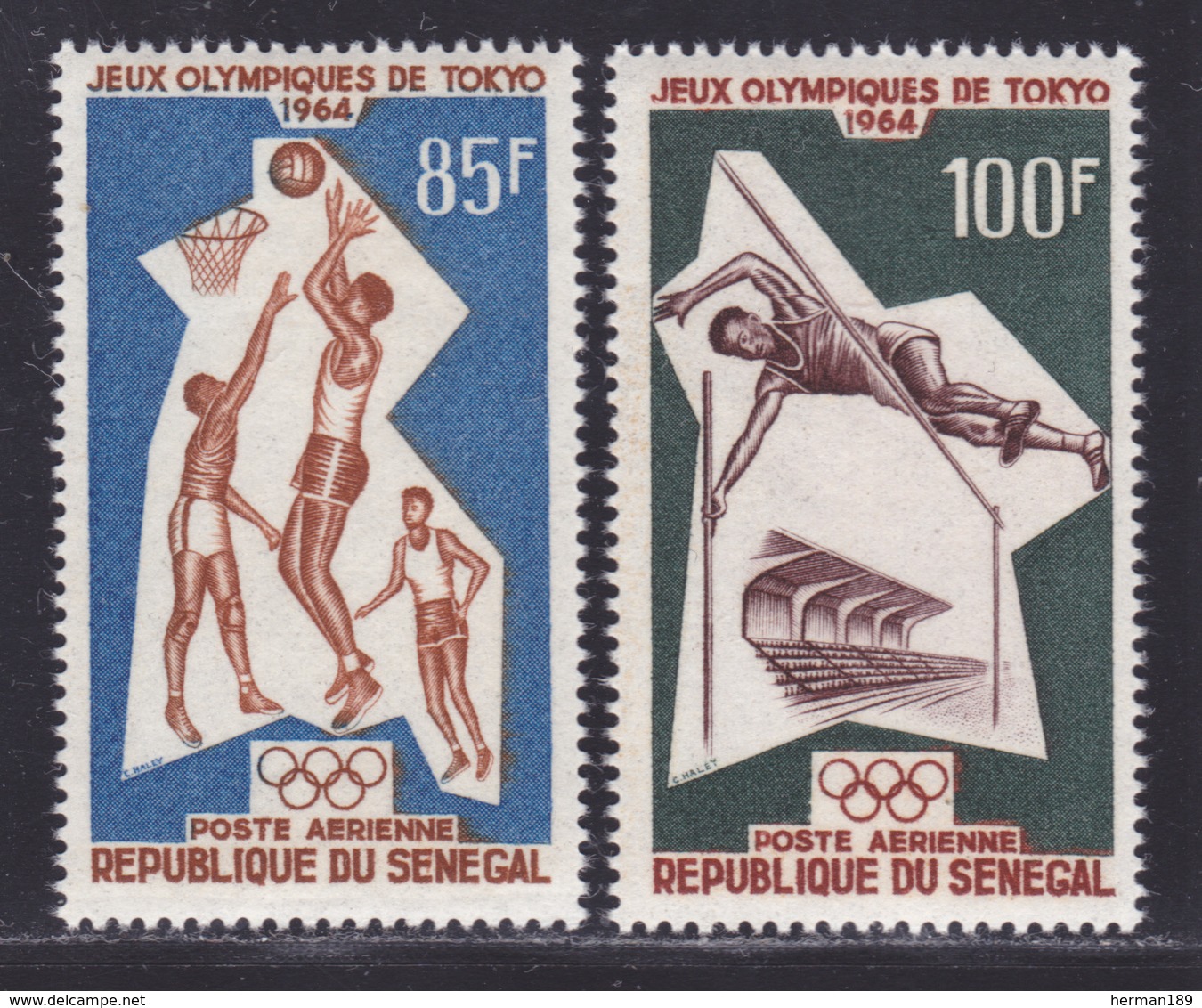 SENEGAL AERIENS N°   43 & 44 ** MNH Neufs Sans Charnière, TB (D8311) Jeux Olympiques De Tokyo -1964 - Sénégal (1960-...)