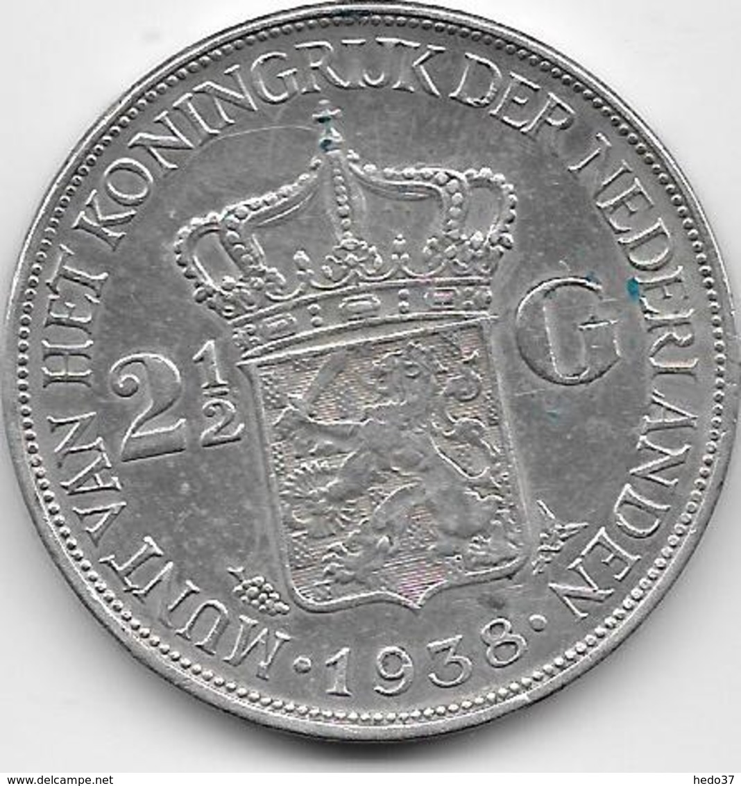 Pays Bas - 2,5 Gulden - 1938 - Argent - 2 1/2 Gulden