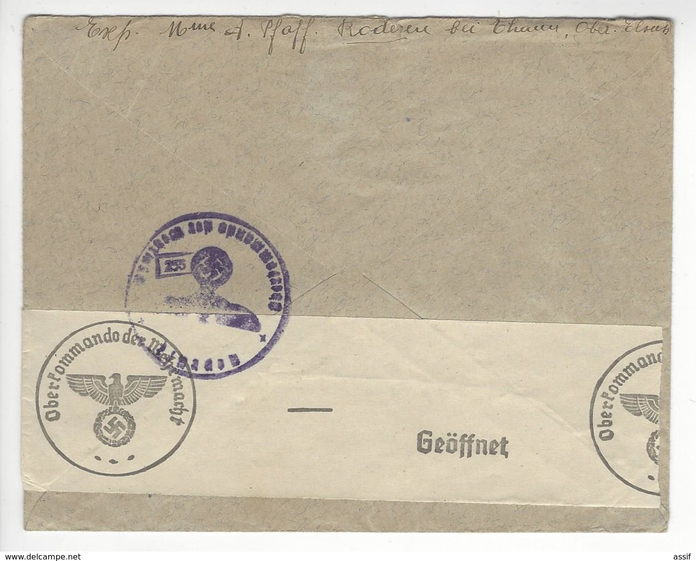 MESSEN KRAUCHTHAL + RODERN INTERNE ALSACIEN CENSURE CENSOR WW2 SUISSE INTERNES CAMP INTERNEMENT /FREE SHIP. R - Marcophilie