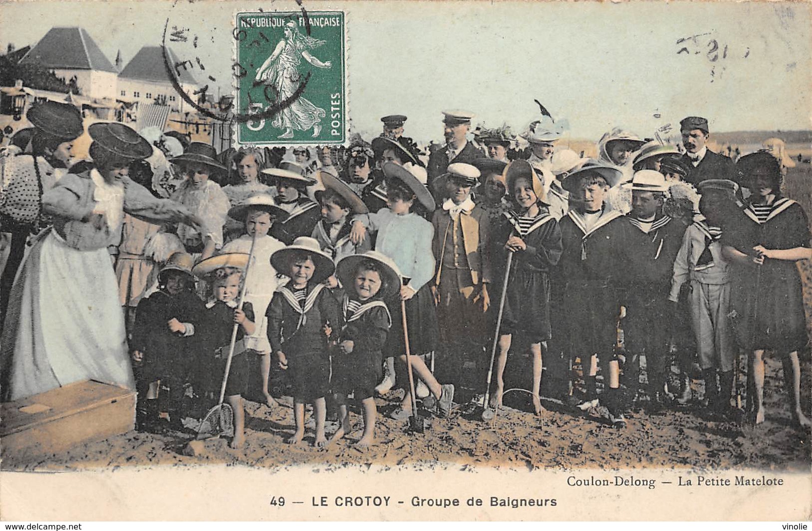 A-19-1366 :  LE CROTOY. GROUPE DE BAIGNEURS. CARTE COLORISEE. - Le Crotoy