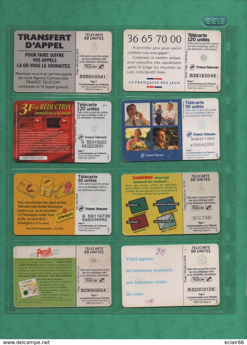 LOT De 8 Télécartes France Scan Recto Verso  état Impeccable  (2) - 1990
