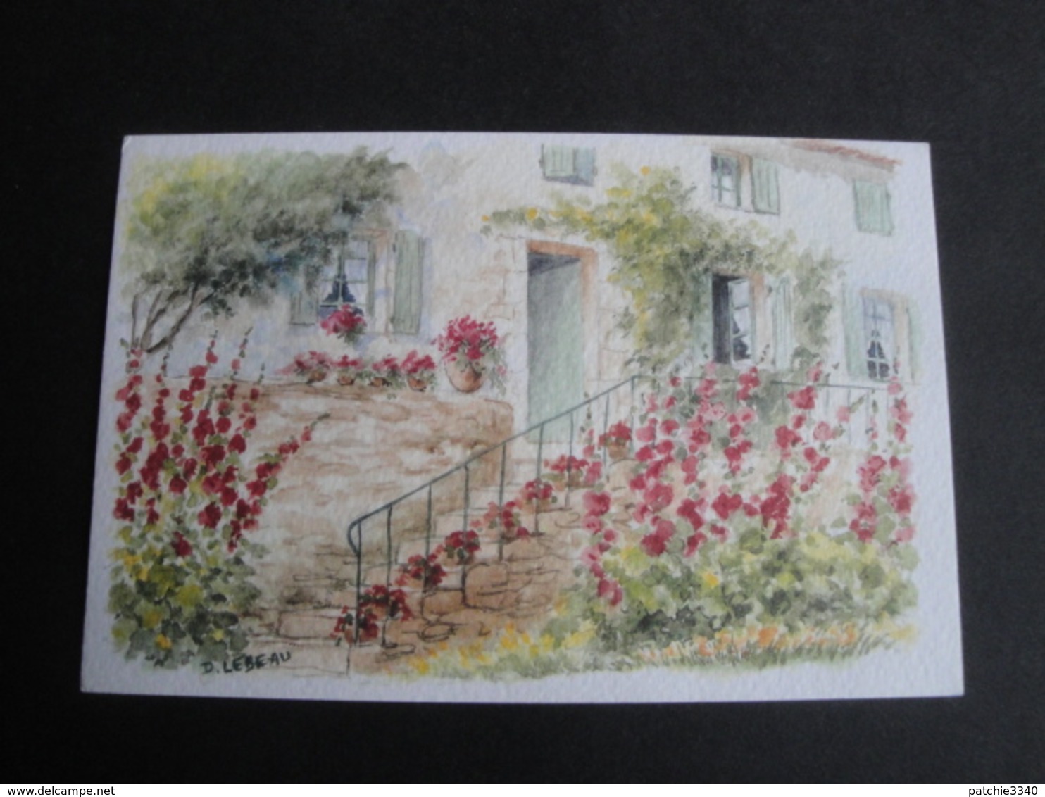 CPM ART - PEINTURE - ESCALIER FLEURI - AQUARELLE ORIGINALE DE D LEBEAU - Peintures & Tableaux