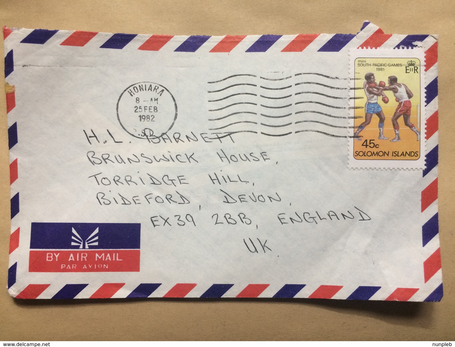 SOLOMON ISLANDS 1982 Air Mail Cover Honiara To Devon England - Salomon (Iles 1978-...)