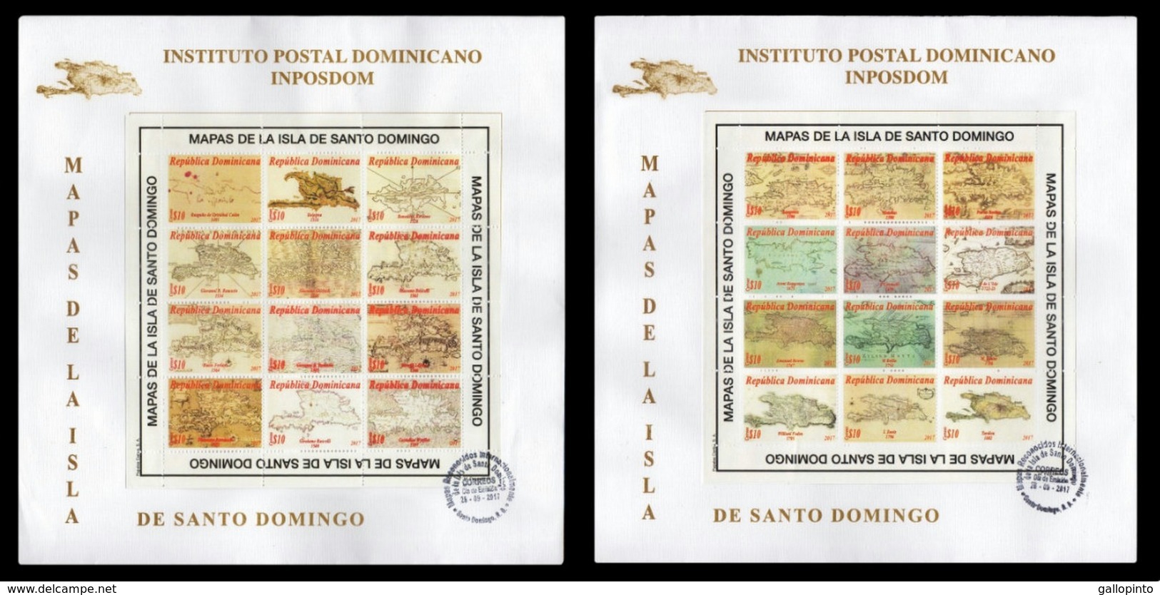 Dominican Republic Maps Of The Island Of Santo Domingo FDC 2017 NEW - Dominikanische Rep.