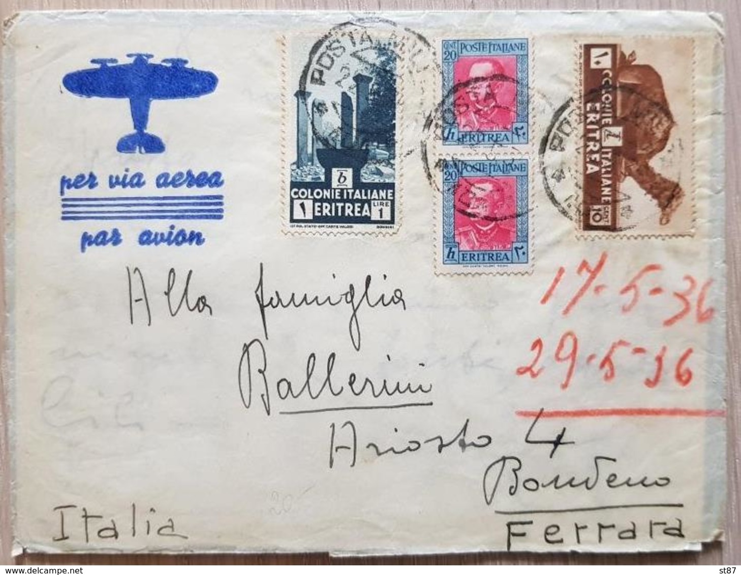 Eritrea 1936 Airmail With Content - Eritrea