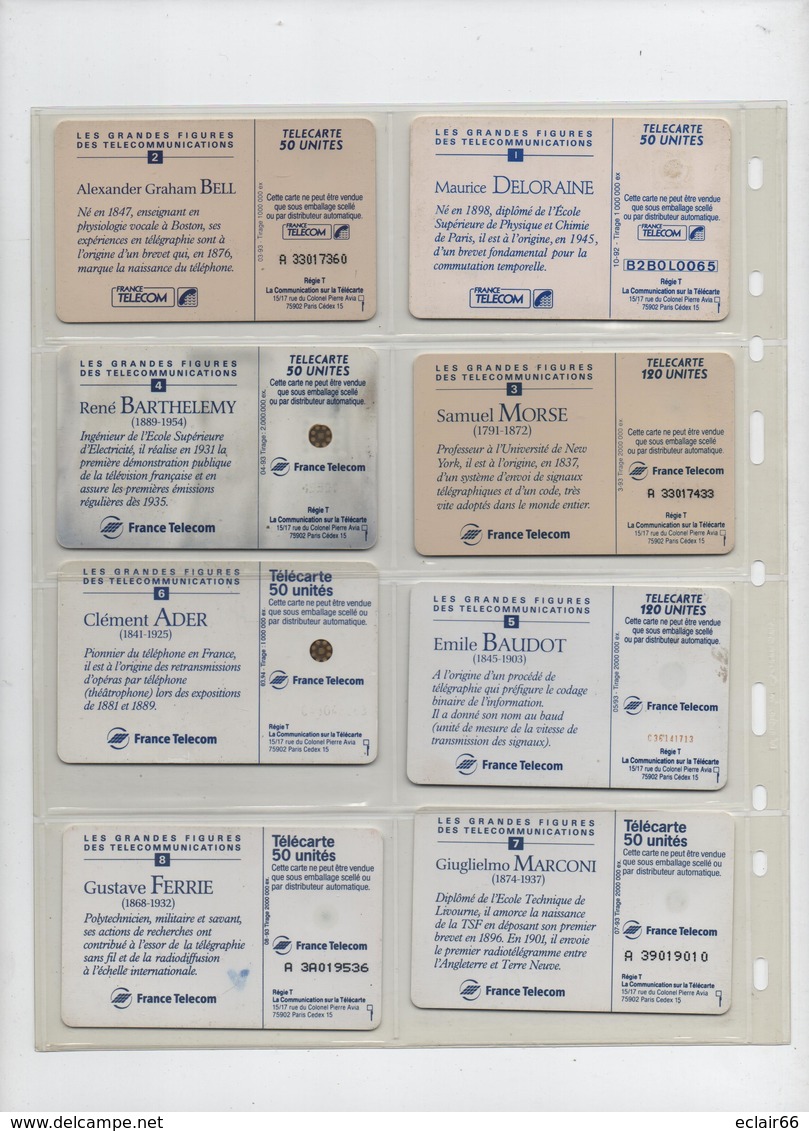 LOT De 8 Télécartes France Scan Recto Verso  état Impeccable  (9) - 1990