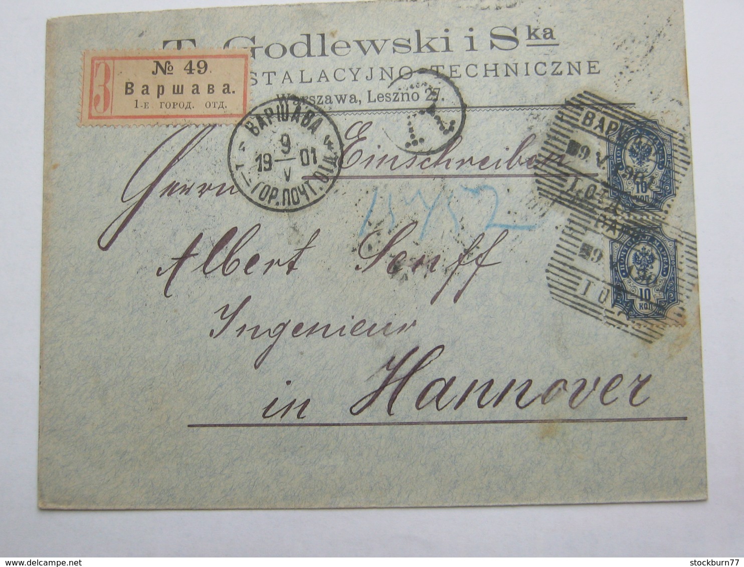 1901 , Brief Nach Deutschland , Einschreiben - Briefe U. Dokumente