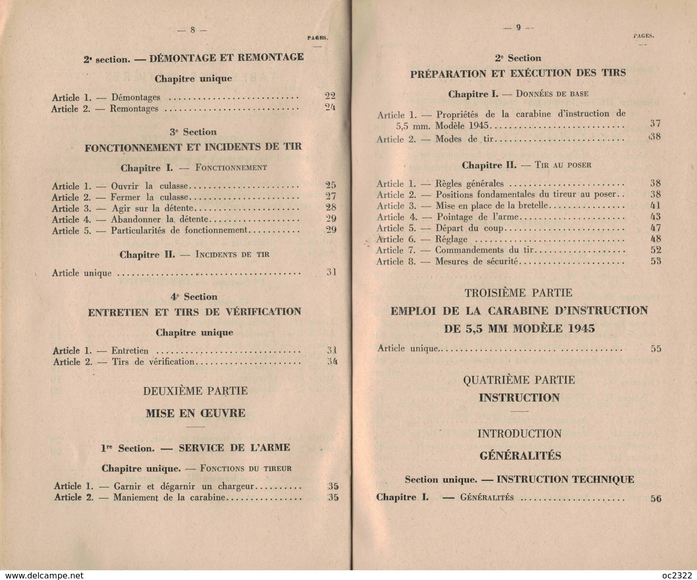 MANUEL MILITAIRE De 1955 NOTICE La Carabine D'instruction De 5,5 Mm Mdle 1945 - Equipement