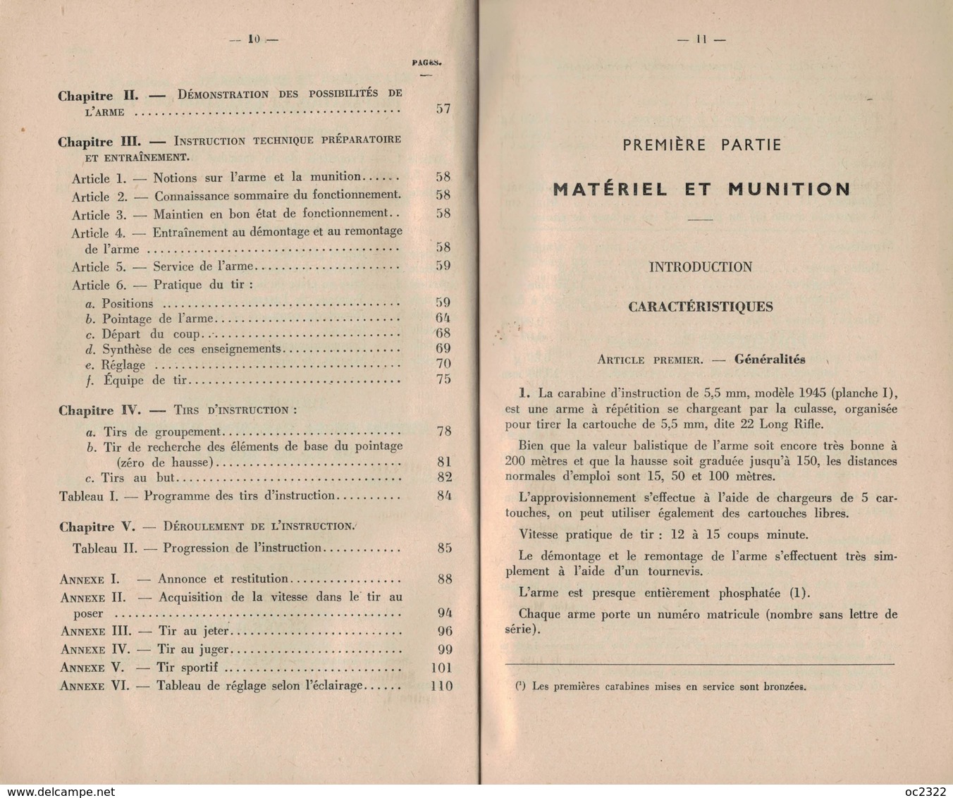 MANUEL MILITAIRE De 1955 NOTICE La Carabine D'instruction De 5,5 Mm Mdle 1945 - Equipement