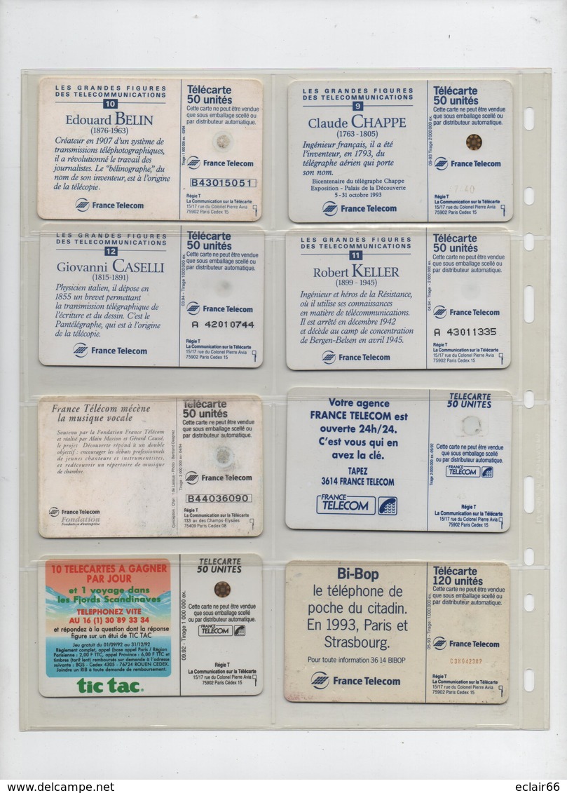 LOT De 8 Télécartes France Scan Recto Verso  état Impeccable  (10) - 1990