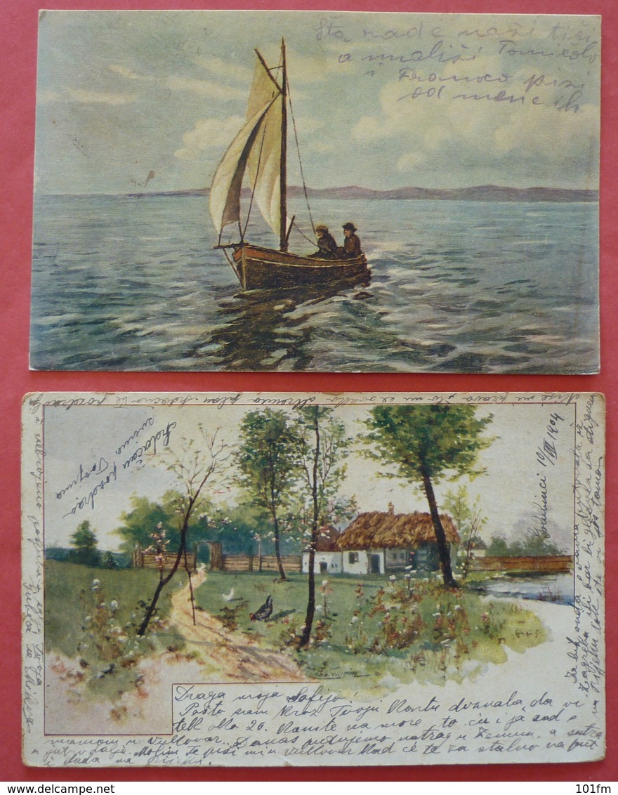 Lot 5 Old Postcards - 5 - 99 Cartoline