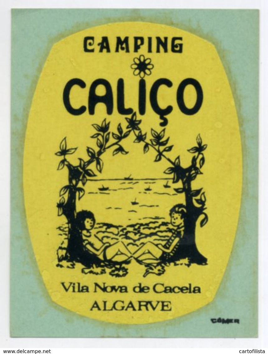 Campismo, Camping Caliço, Vila Nova De Cacela, Algarve, Portugal, Rótulo De Hotel, Luggage Label - (239) - Hotel Labels