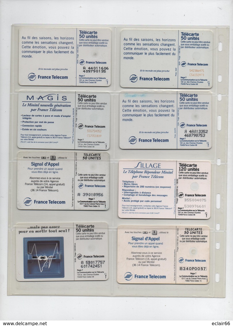 LOT De 8 Télécartes France Scan Recto Verso  état Impeccable  (11) - 1990