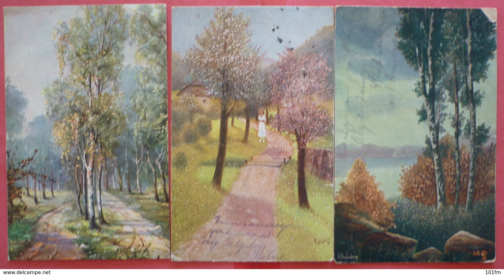 Lot 8 Old Views Of Landscapes - Art Postcards - 5 - 99 Cartoline