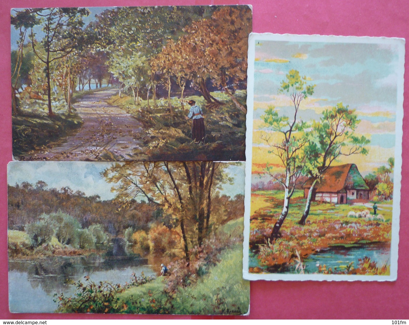 Lot 8 Old Views Of Landscapes - Art Postcards - 5 - 99 Cartoline