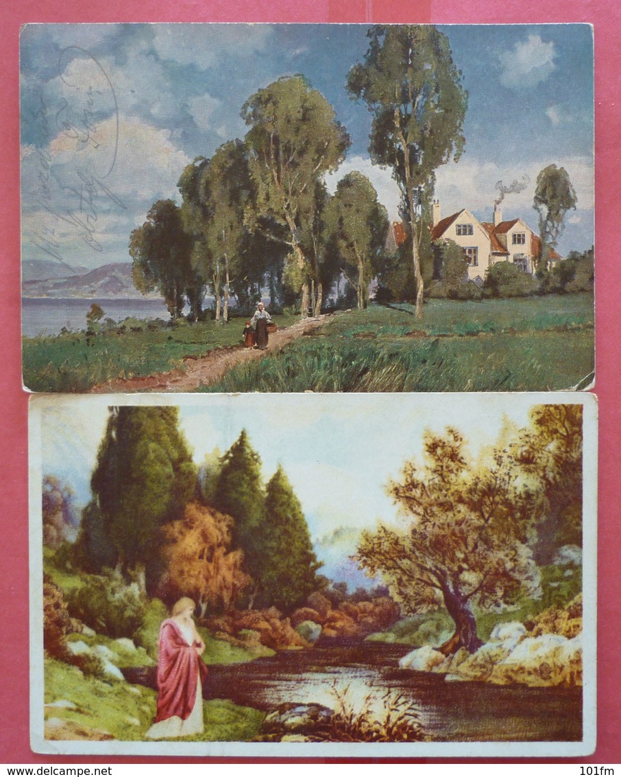 Lot 8 Old Views Of Landscapes - Art Postcards - 5 - 99 Cartoline