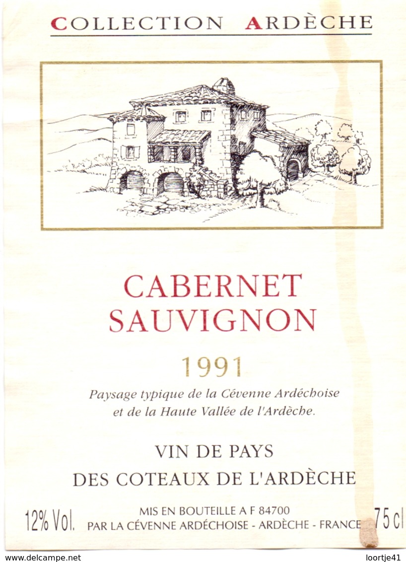 Etiket Etiquette - Vin - Wijn - Coteaux De L'Ardeche - 1991 - Other & Unclassified