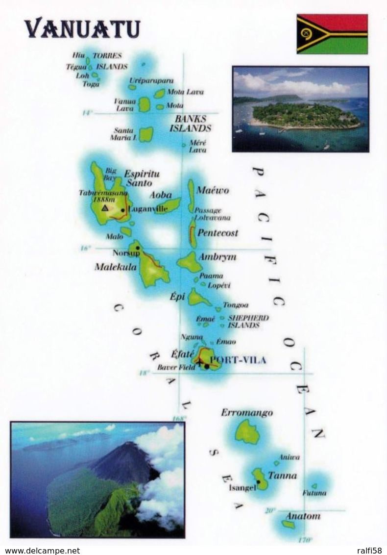 1 Map Of Vanuatu * 1 Ansichtskarte Mit Der Landkarte Von Vanuatu - Inselgruppe Im Pazifik * - Landkarten