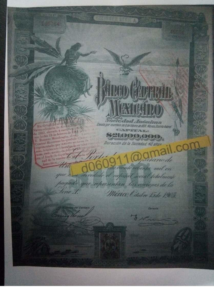 Lot 5 Banco Central Mexicano 100 £ Vert  + Coupons - Other & Unclassified