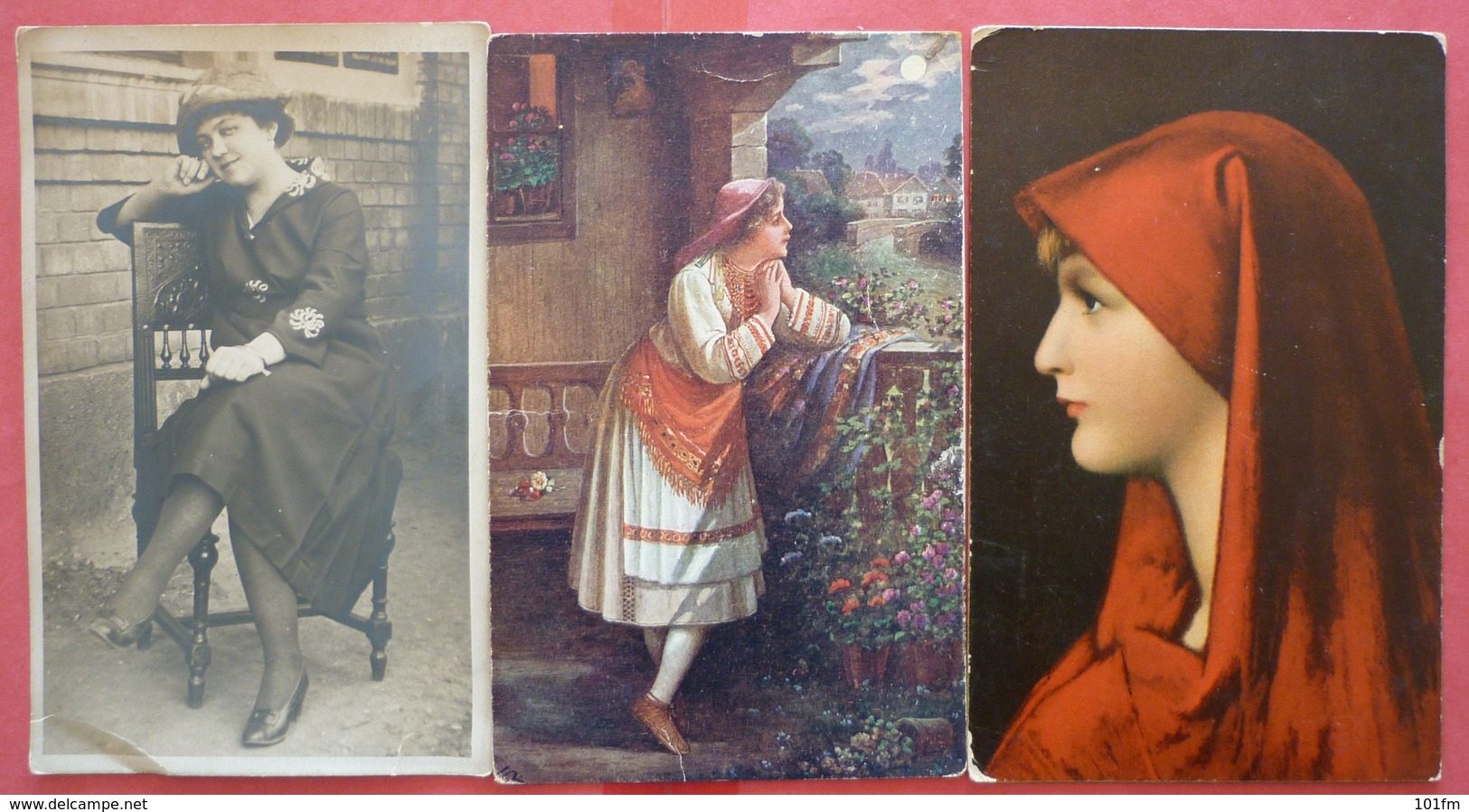 Mixed Lot 8 Old Post Postcards And Original Photos - Beutiful Womans - Schöne Frau - 5 - 99 Postales