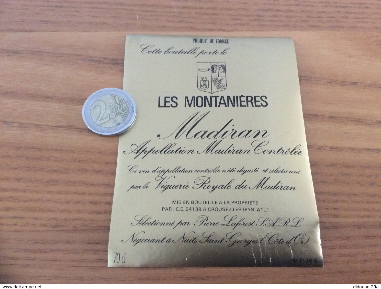 étiquette Vin « MADIRAN - LES MONTANIERES - Vignerie Royale Du Madiran - CROUSEILLES (64) » - Madiran