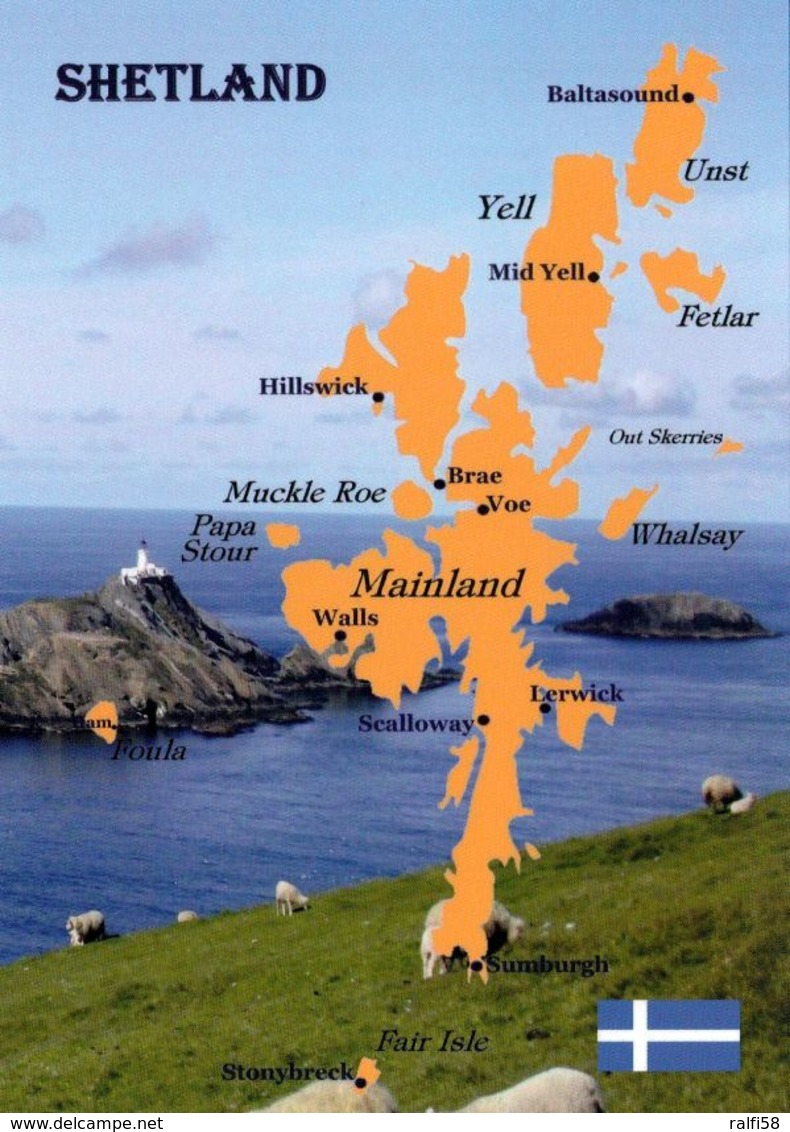 1 MAP Of Shetland Islands - Scotland * 1 Landkarte Von Den Shetland Inseln - Zu Schottland - Inselgruppe Im Nordatlantik - Landkarten