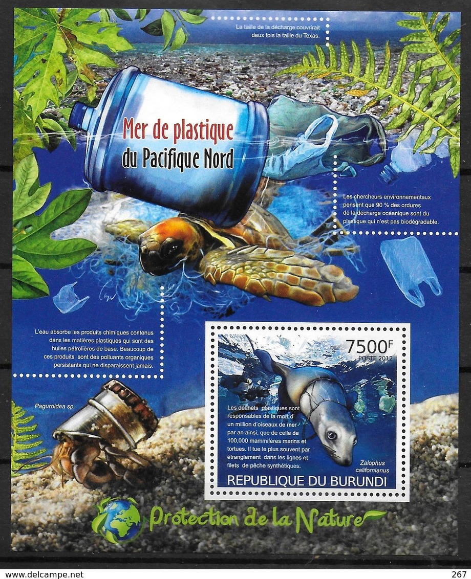 BURUNDI  BF 238  * *  ( Cote 17e ) Mer De Plastique Du Pacifique Nord Otarie - Protection De L'environnement & Climat
