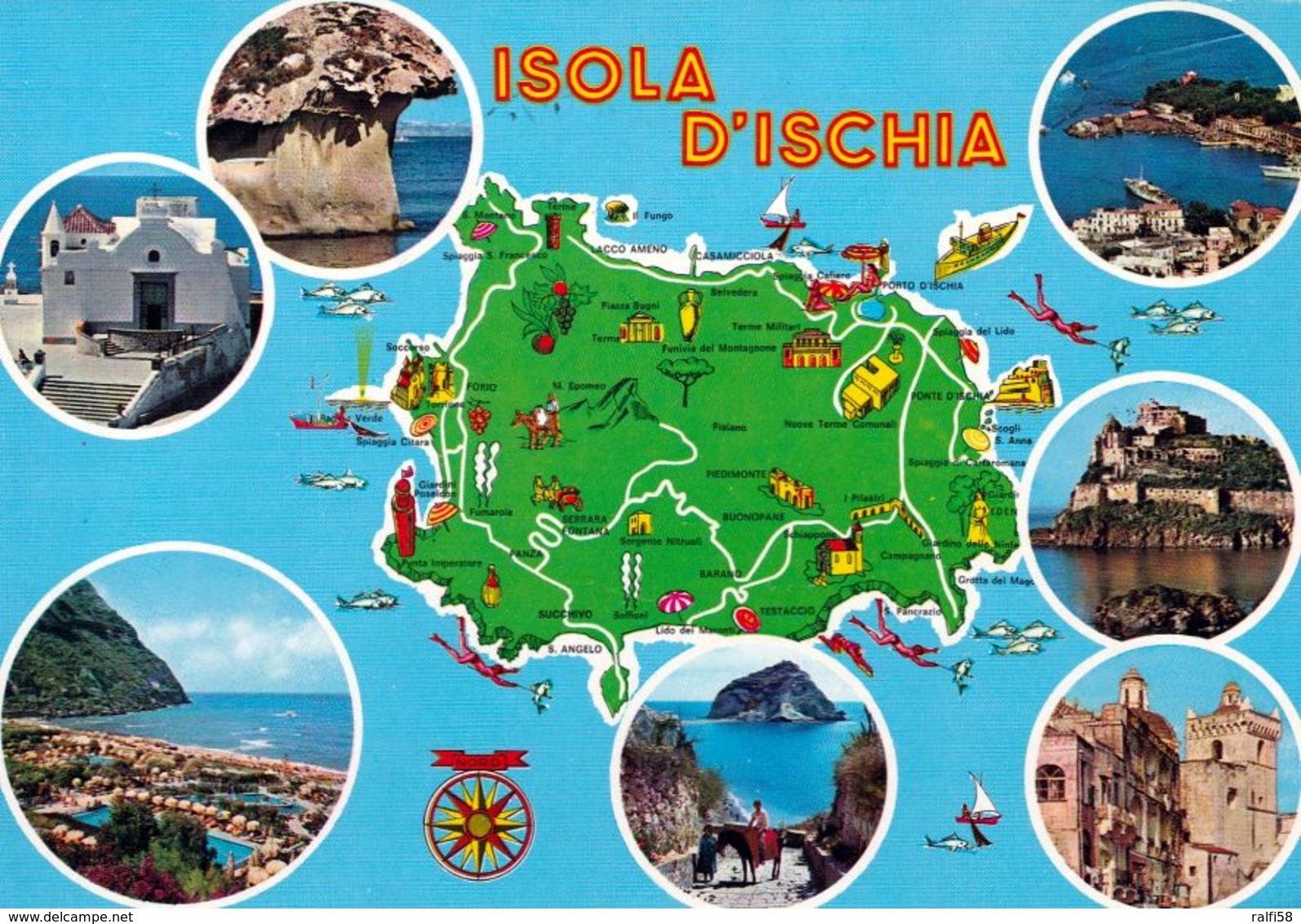 1 MAP Of Italy * 1 Ansichtskarte Mit Der Landkarte Der Insel Ischia * - Landkarten