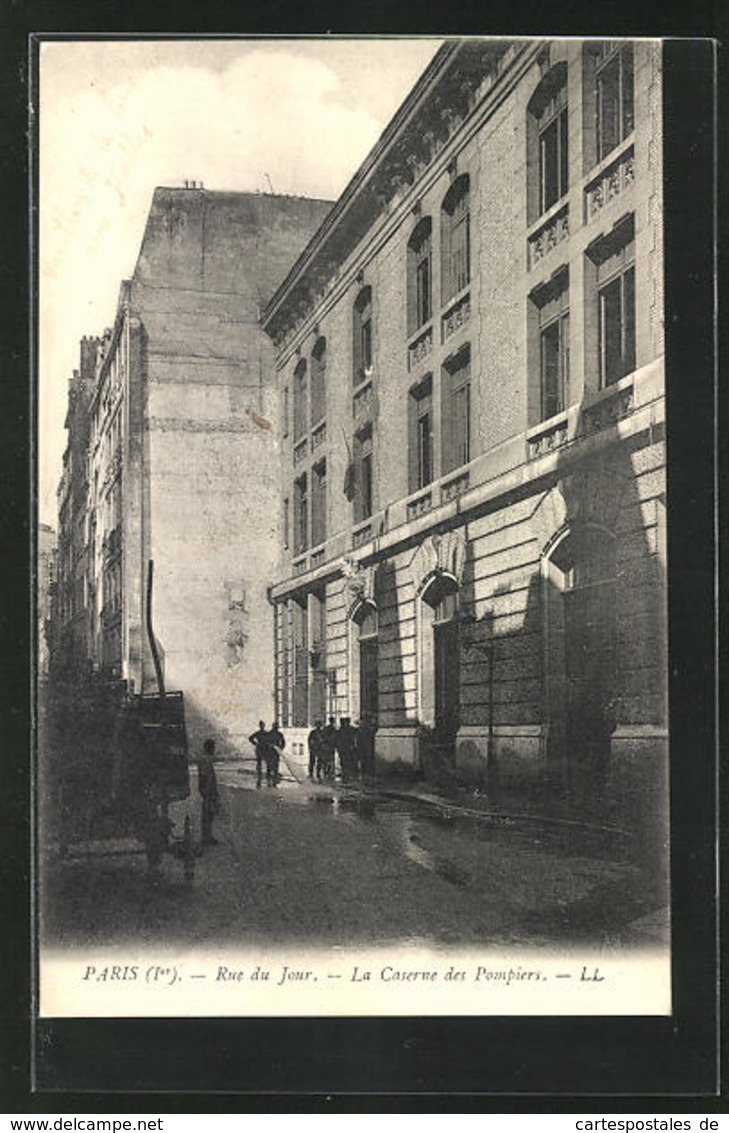 CPA Paris, Rue Du Jour, La Caserne Des Pompiers - Other & Unclassified