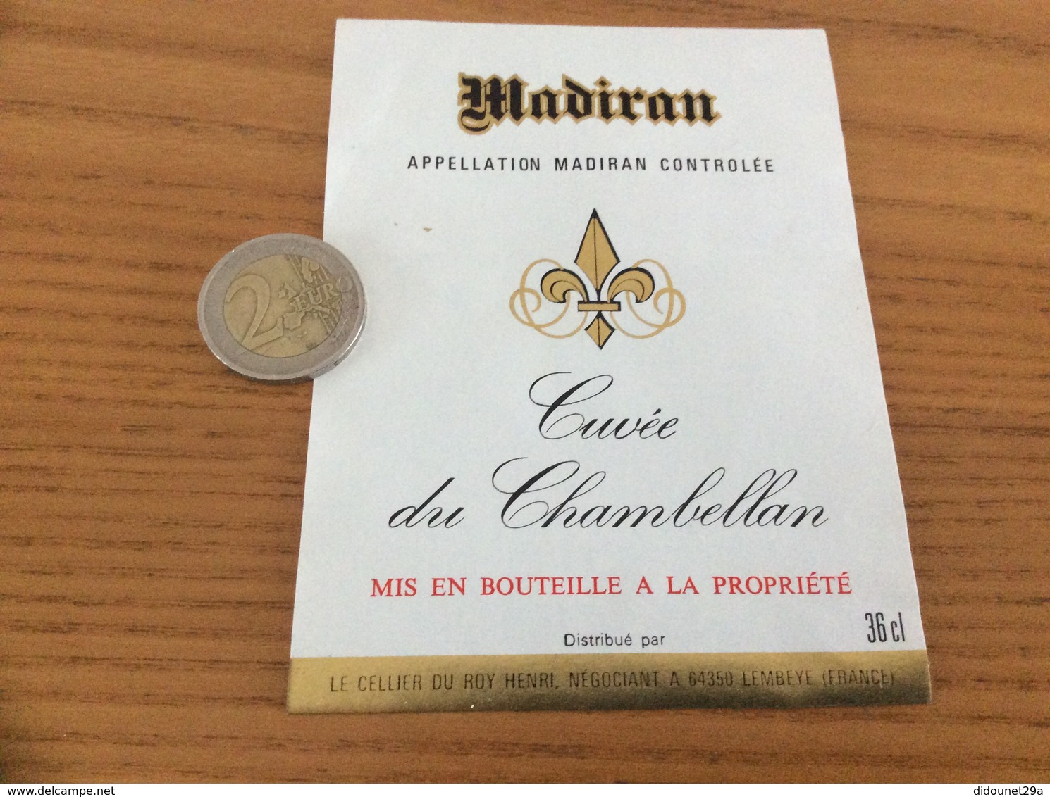 étiquette Vin « MADIRAN - Cuvée Du Chambellan - LE CELLIER DU ROY - LEMBEYE (64) » - Madiran