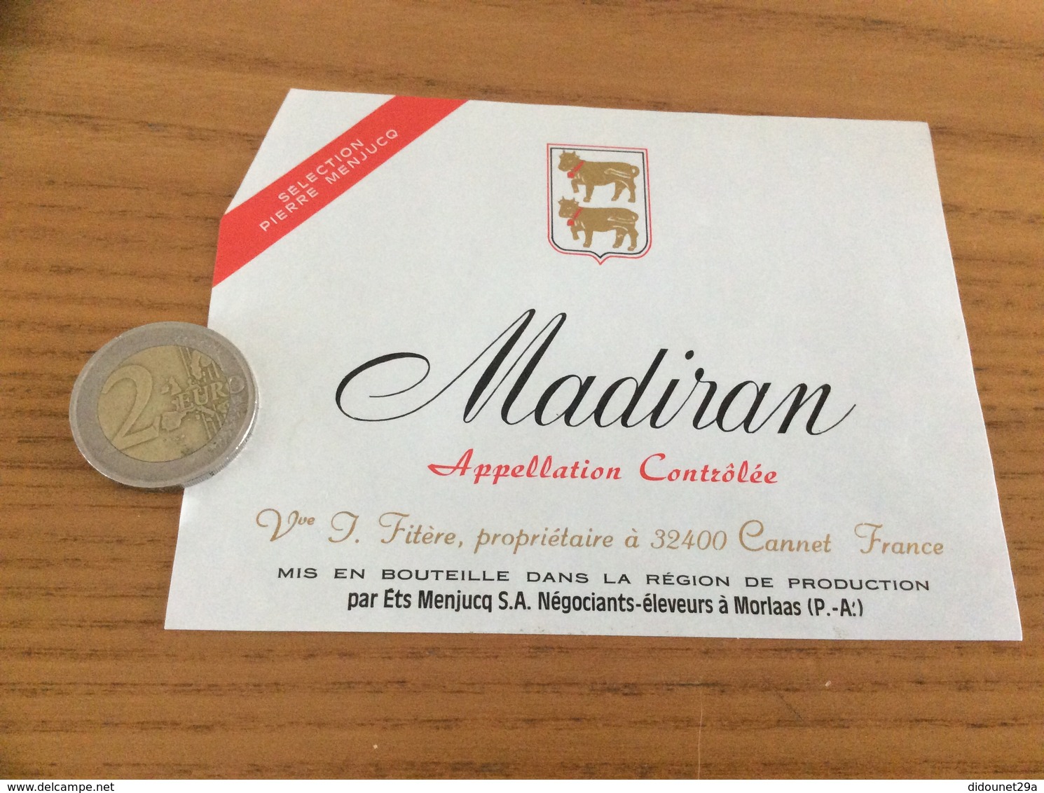 étiquette Vin « MADIRAN - Vve T. Fitère - Cannet (32) » - Madiran