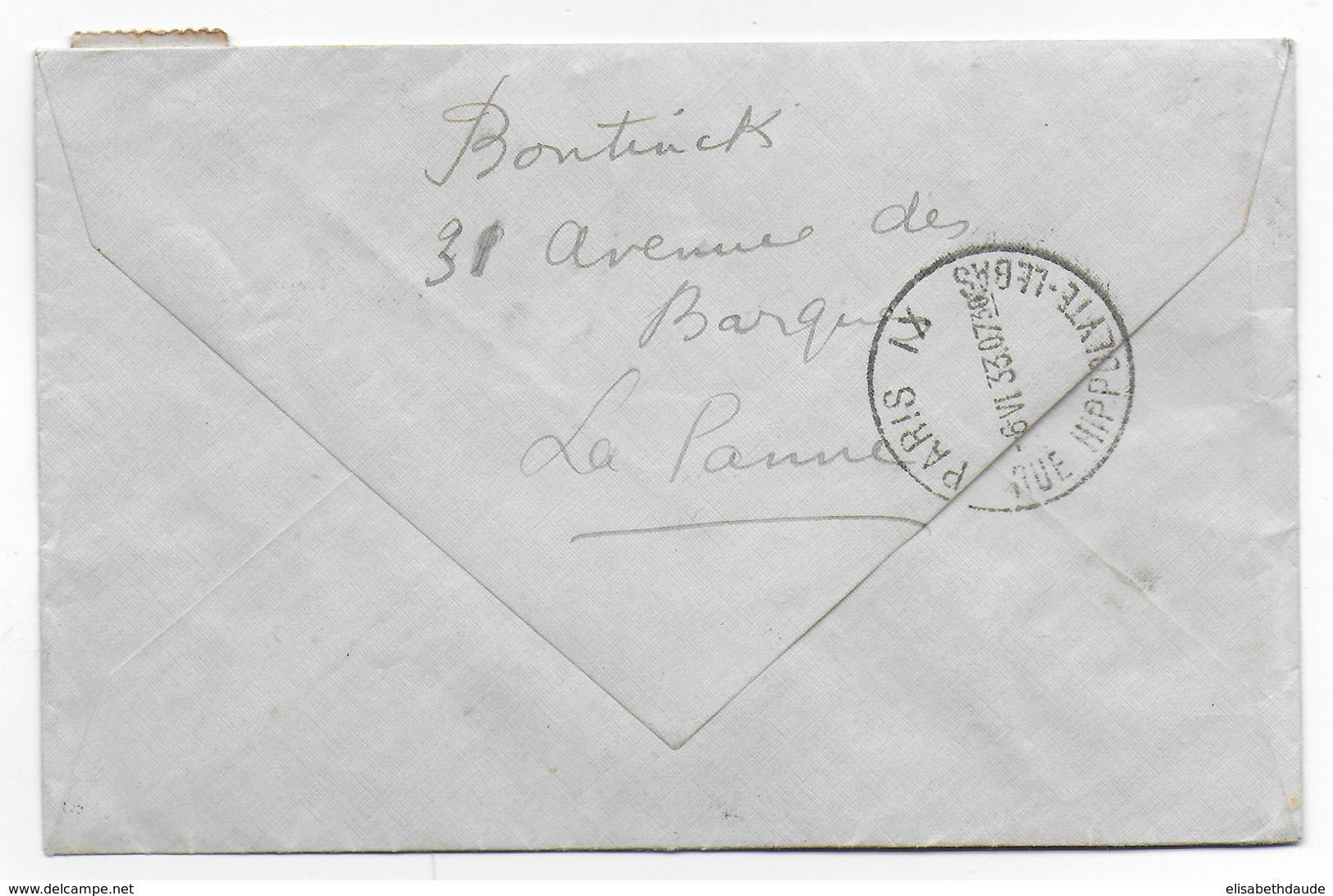 1933 - BELGIQUE - MARQUE RECTANGULAIRE Sur LETTRE EXPRES De PANNE => PARIS (PNEUMATIQUE AU DOS) - Lettres & Documents