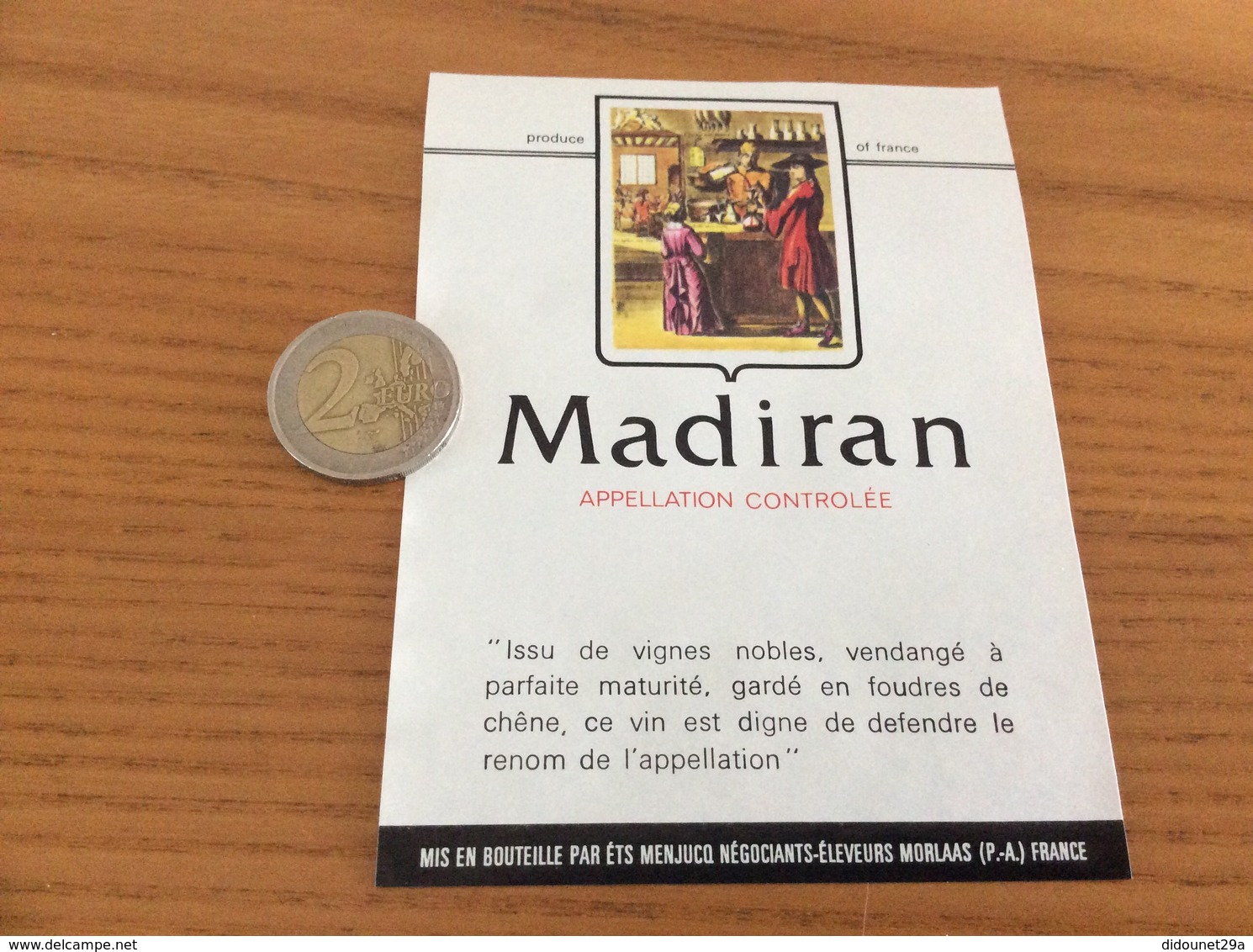 étiquette Vin « MADIRAN - ETS MENJUCQ - MORLAAS (64) » - Madiran