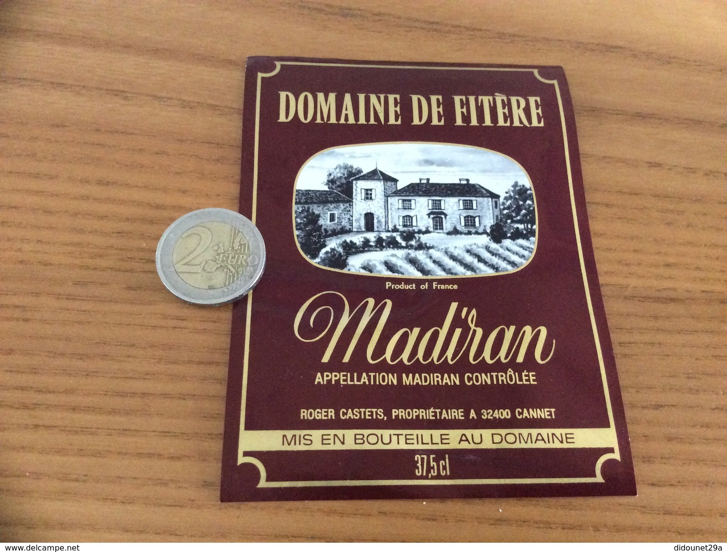 étiquette Vin 1982 « MADIRAN - DOMAINE DE FITÈRE - ROGER CASTETS - Cannet (32) » - Madiran