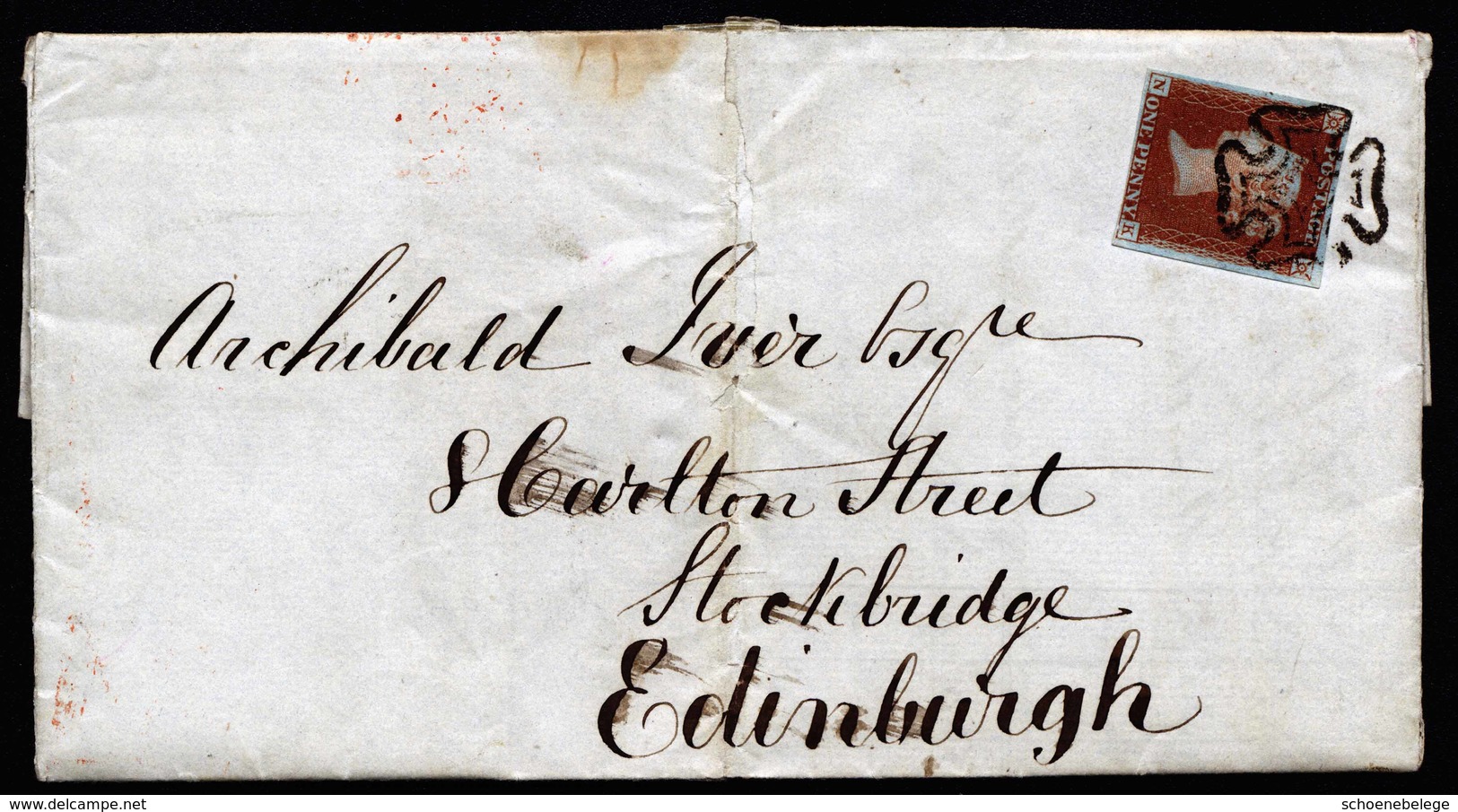 A5806) UK Grossbritannien Brief Glasgow 1842 N. Edinburgh M. EF Mi.3Ia Malteserkreuz-Stempel - Covers & Documents