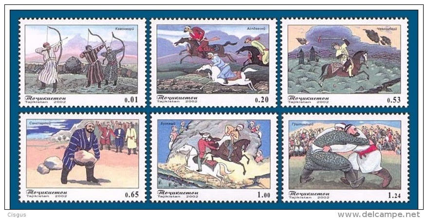 Tadschikistan 2002 MNH** Mi.Nr. 248-253 Traditional Sport - Tadschikistan