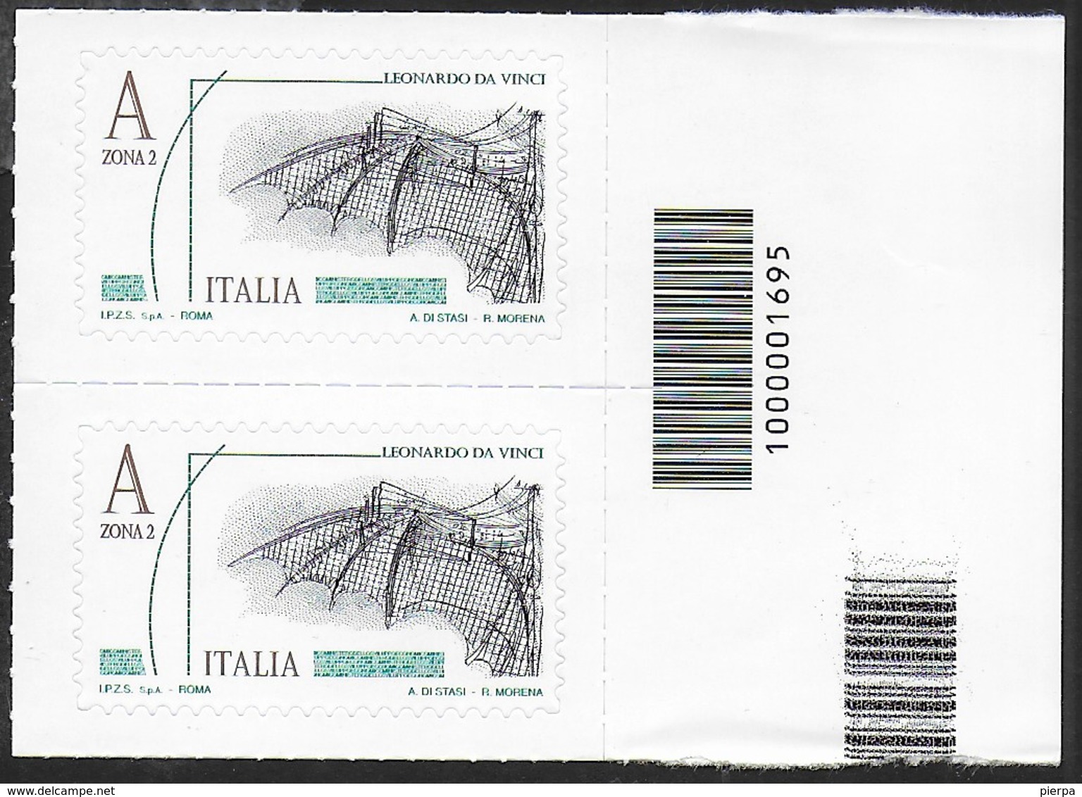 ITALIA - 2015 - LEONARDO DA VINCI - (4,50€) - COPPIA CON CODICE A BARRE - NUOVA **- (SS 3614) - 2011-20: Neufs