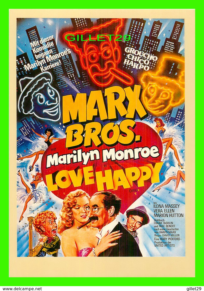 AFFICHES DE FILM - MARX BROS. PRÉSENTE MARILYN MONROE DANS LOVE HAPPY IN 1949 - RÉAL, DAVID MILLER - - Afiches En Tarjetas