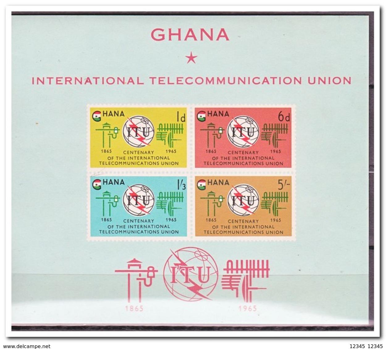 Ghana 1965, Postfris MNH, 100 Years ITU - Ghana (1957-...)