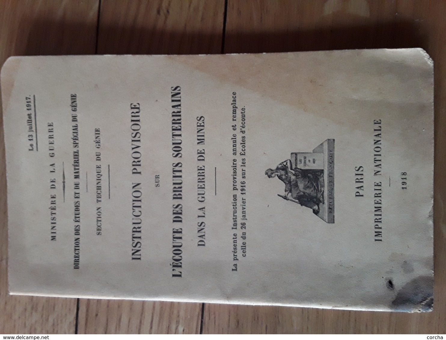 Militaria - Instruction Provisoire Sur L'écoute Des Bruits Souterrains Dans La Guerre De Mines  (1918) Section Du Génie - Guerre 1914-18