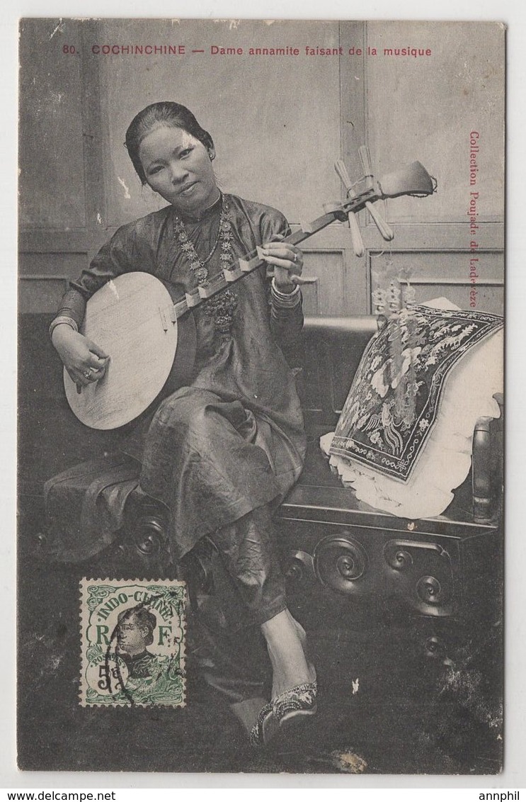 5804 Cochinchine Vietnam Girl With The National Musical Instrument Mail Stamp Indo - Chine - Vietnam