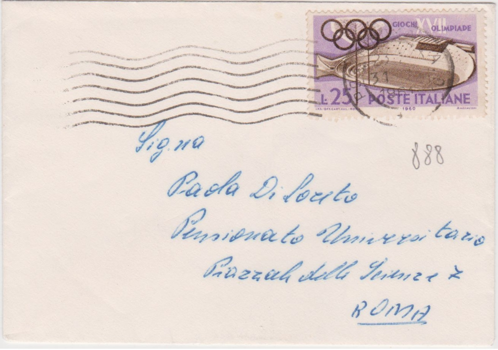 1950 OLIMPICA £.25 Isolato Su Busta - 1946-60: Storia Postale