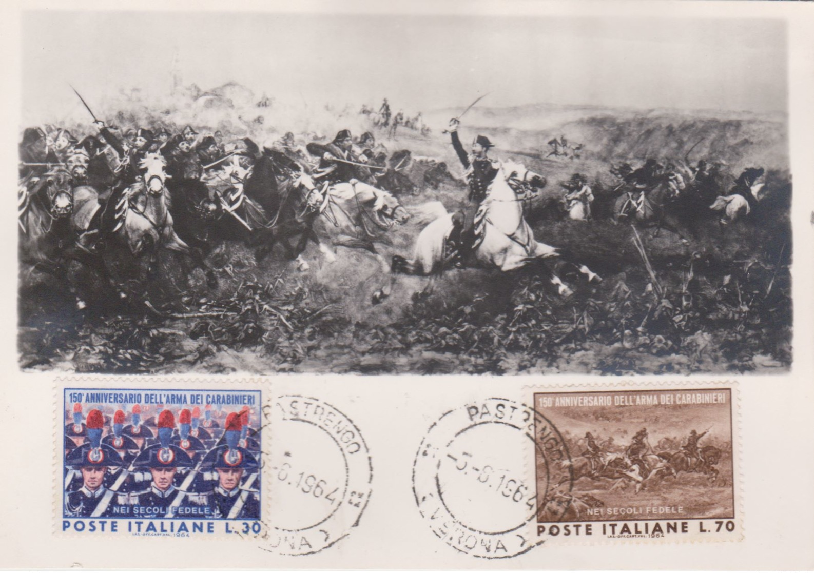 1964 ARMA Dei CARABINIERI Serie Completa FDC Su Cartolina Maximum - 1961-70: Storia Postale