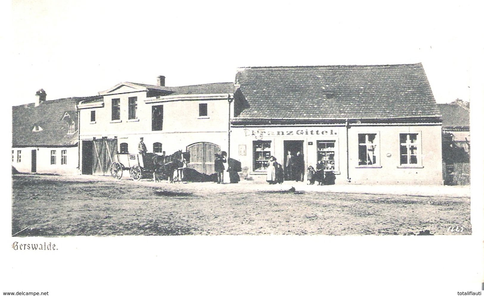 GERSWALDE Uckermark Kolonialwarenladen Franz Gittel Belebt Pferde Wagen Ungelaufen - Gerswalde