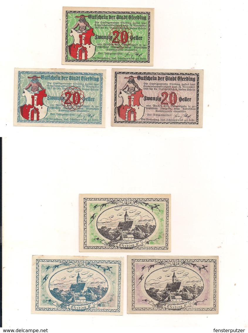 3 Notgeldscheine Eferding 20, 20 + 20 H - Lots & Kiloware - Banknotes