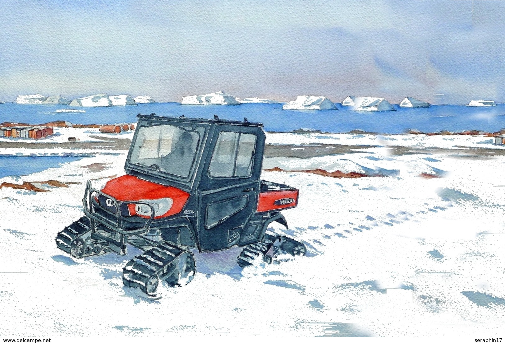 CP Inédite - Carte-Postale Neuve - Kubota - Véhicule Polaire Dumont D'Urville Terre Adélie - Aquarelle Originale - TAAF : French Southern And Antarctic Lands